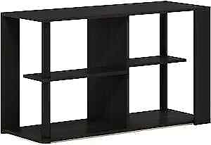 #ad Romain Narrow End with Shelves Table Espresso Black Rectangle