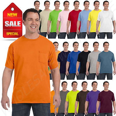 #ad Hanes Mens Pocket T Shirt 100% Cotton ComfortSoft Heavy S XL Tee R H5590