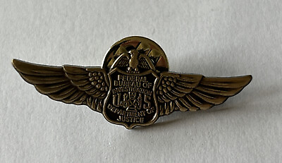 #ad FBI Federal Bureau of Investigation Aviation Flight Wings with Badge Lapel Pin