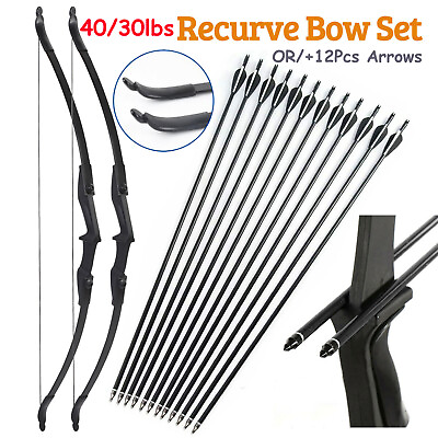 #ad 57 inch Right Left Hand Takedown Recurve Bow OR 12Pcs Arrows Set Archery Hunting