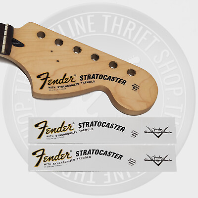 #ad 2 Fender Strat 70#x27;s Style Waterslide Decals for Headstock w Custom Shop Logo