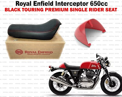 #ad Royal Enfield quot;Interceptor 650quot; Black Touring Premium Rider Seat With Red Cowl