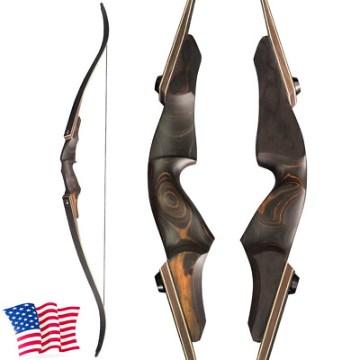 #ad 60quot; Takedown Recurve Bow 25 60lbs Wooden Archery Shooting American Hunting
