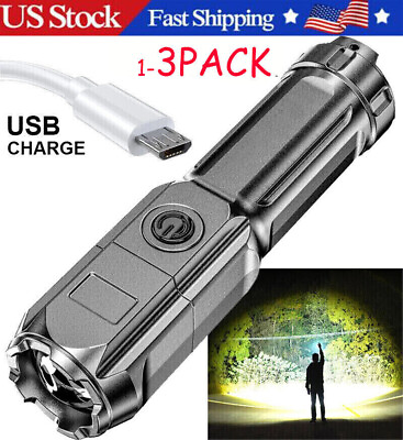 #ad #ad Rechargeable 990000LM LED Flashlight Tactical Police Super Bright Torch Zoomable