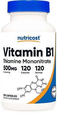 #ad Nutricost Vitamin B1 Thiamin 500mg 120 Capsules Gluten Free amp; Non GMO