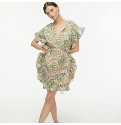 #ad J CREW Side ruffle Tunic Liberty Mini Floral Walk Dress