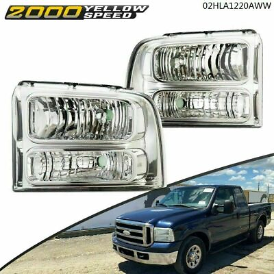 #ad Fit For 05 07 Ford F250 F350 Super Duty Clear Corner Clear Chrome Headlights