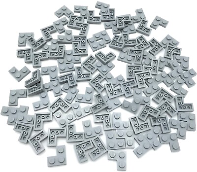 #ad Lego 100 New Light Bluish Gray Plates 2 x 2 Corner Pieces