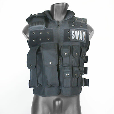#ad #ad MetalTac Airsoft Tactical SWAT VEST Police Protection Black