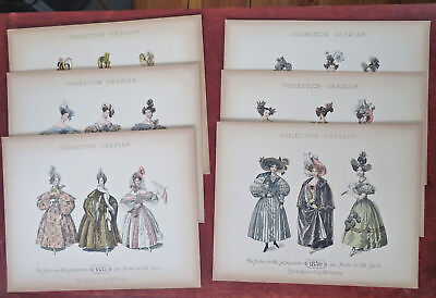 #ad Fashion of the 1830#x27;s Female Fashion prints lot x 6 c. 1898 hand colored