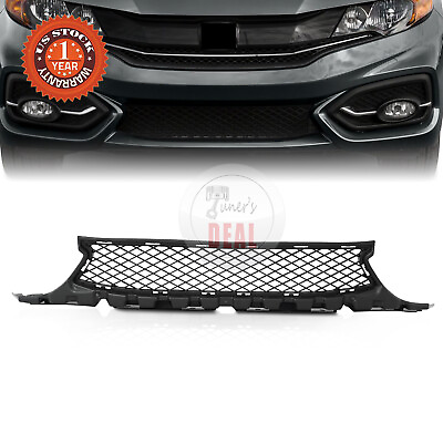 #ad Front Bumper Center Grille For 2014 2015 Honda Civic Coupe 2Dr Textured Black