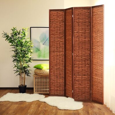 #ad JOSTYLE 4 Panel Wood Bamboo Room Divider Folding Privacy Screen Partition 6FT US