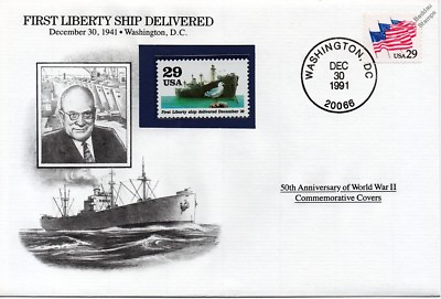 #ad WWII 1941 First Liberty Cargo Ship Delivered Stamp Cover USA Danbury Mint