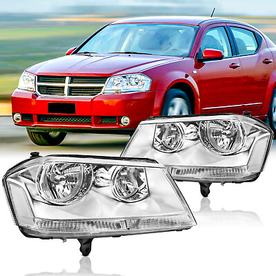 #ad Chrome Clear 2008 2014 Dodge Avenger Headlights Headlamps Replacement LeftRight