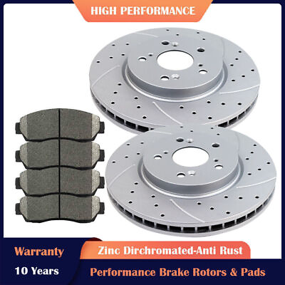 #ad 296mm Front Drilled Rotors Discs amp; Brake Pads Kits for Honda CR V Crosstour AWD