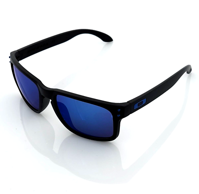#ad High Quality Sports Sunglasses Matte Black Frame Blue Mirror Lens Blue Logo