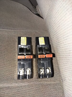 #ad 2 FEDERAL PACIFIC 50 AMP 2 POLE STAB LOK BREAKERS