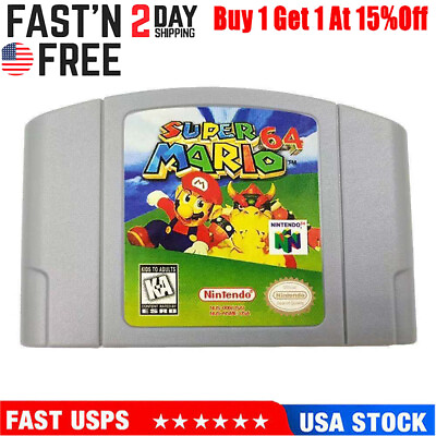 #ad Super Mario 64 Version Game Cartridge Console Card For Nintendo N64 US Version