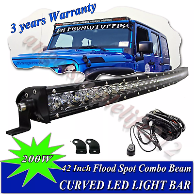 #ad Slim 42#x27;#x27;inch Curved LED Light Bar Single Row Spot Flood Combo 4WD Truck SUV UTE