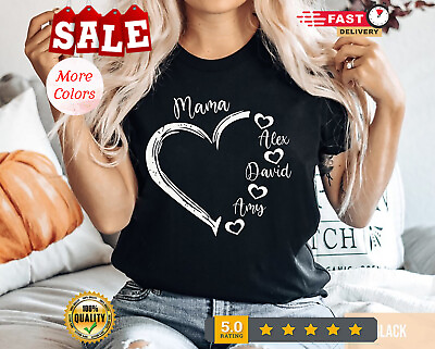 #ad Personalized Mom Shirt Custom Mom Heart Shirt Mom Shirt With Kids Name Gif...