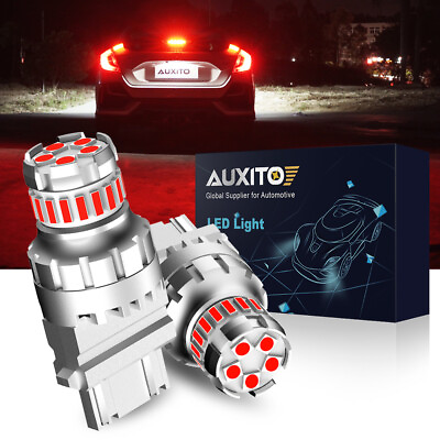 #ad AUXITO 3157 Red LED Strobe Flashing Blinking Brake Tail Light Parking Bulbs 3156