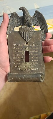 #ad Vintage Thomas Jefferson American Eagle Freedom Light Switch Cover Brass Wall