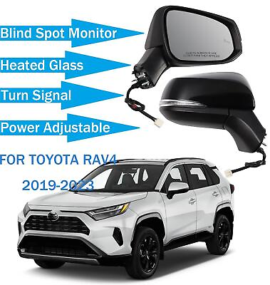 #ad Black Pair Side Mirrors With BSM for Toyota RAV4 2019 2024Power Heated Turn Lamp