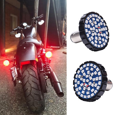 #ad Red LED Turn Signal Brake Lights 1157 Bullet For Harley Davidson Iron 883 1200