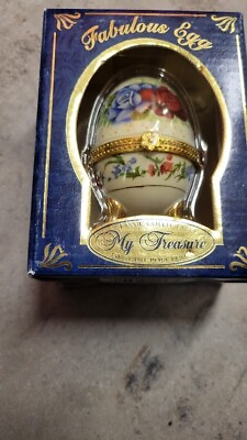 #ad MY TREASURE FABULOUS EGG GENUINE PORCELAIN HAND PAINTED  Classic Collectible