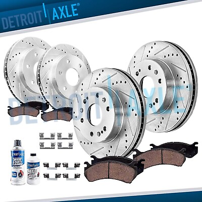 #ad Front Rear Drilled Rotors Brake Pads for Chevrolet GMC Silverado Sierra 1500