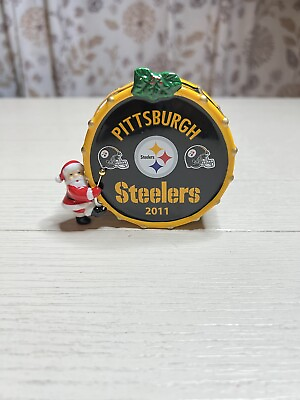 #ad Pittsburgh Steelers 2011 The Danbury Mint Christmas Drum Ceramic Ornament