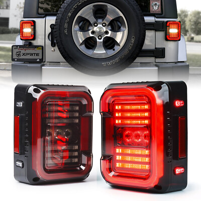 #ad Xprite LED Tail Lights Clear Lens Rear Brake Lamp for 2007 2018 Jeep Wrangler JK