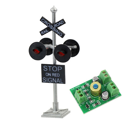 #ad 1 lot HO Scale Railroad Crossing Signal 4 heads LEDS Circuit board flasher