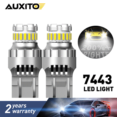 #ad AUXITO Front Rear Turn Signal Light White 7443 LED Bulb For Honda Accord Civic E