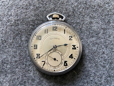 #ad Illinois 17 Jewels Mechanical Wind Up Vintage Pocket Watch