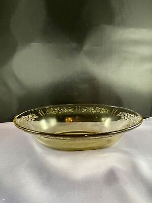 #ad #ad ART DECO FEDERAL AMBER DEPRESSION GLASS SHARON ROSE OVAL 9” SERVING BOWL