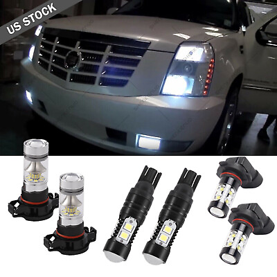 6x White LED For 2007 14 Cadillac Escalade Fog Driving DRL Light Bulbs Combo Kit