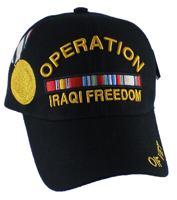 #ad Operation Iraqi Freedom with medal on side black hat