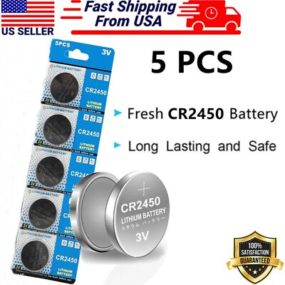 #ad 5 Pack CR2450 Lithium Battery Long Lasting amp; High Capacity 3 Volt Coin amp; Button