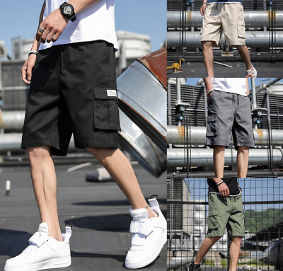 #ad Men Casual Fashion Chino Cargo Shorts Pants Multi Pockets Summer Beach Trousers