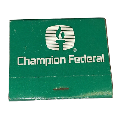 Vintage Champion Federal Illinois Green amp; White Banking Matchbook Full Unstruck