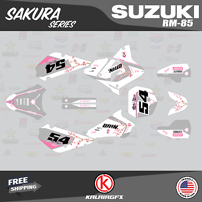 #ad Graphics Decal Kit For Suzuki RM85 2001 2023 RM 85 Sakura Series Pink