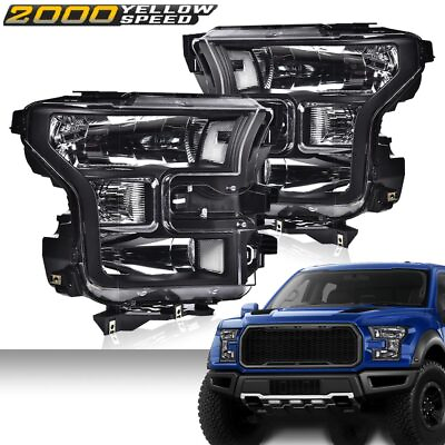 #ad Fit For 2015 2016 2017 Ford F150 Pickup LeftRight Clear Corner Black Headlights