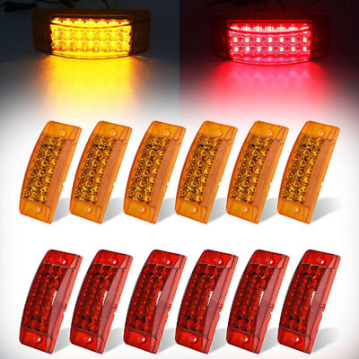 #ad #ad Red Amber 21LED Side Marker Clearance Light Rectangle Truck Trailer Camper Lamp
