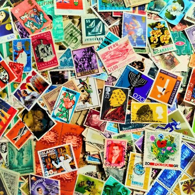 #ad 1000 Worldwide Stamp Collection Lot Mixed Foreign Vintage Used Off Paper 1 8 Lbs