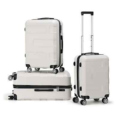 #ad 3 PCS Modern Travel Trolley TSA Luggage Set 20quot; 24quot; 28quot; Durable Suitcase White