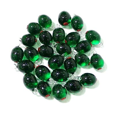 #ad 6pcs Tiny Olive Charms Glass Green Fruit Pendant Ornaments Diy Female Fashion