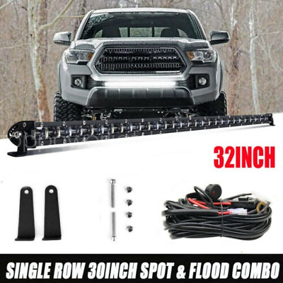 #ad 32quot; LED Light Bar w Wiring For 2005 2018 Toyota Tacoma Front Grille Bumper PK 30
