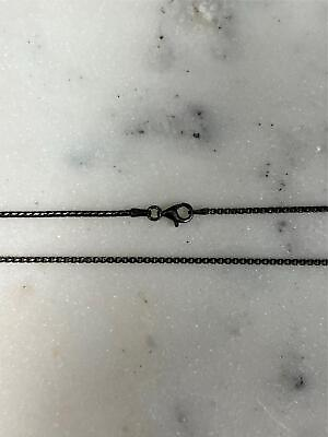 #ad 925 Sterling Silver Black Rhodium Round Box Riga Chain 1.50mm Necklace Italy