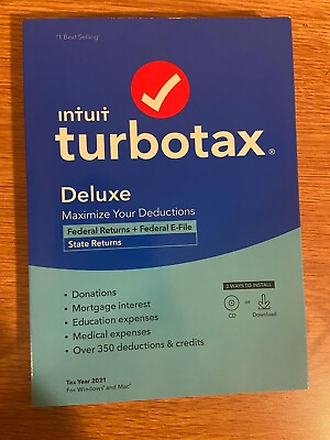 #ad 2021 TurboTax Deluxe Federal State E File State Returns for Windows Mac